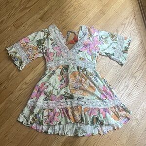 Floral V-Neck Swim Coverup